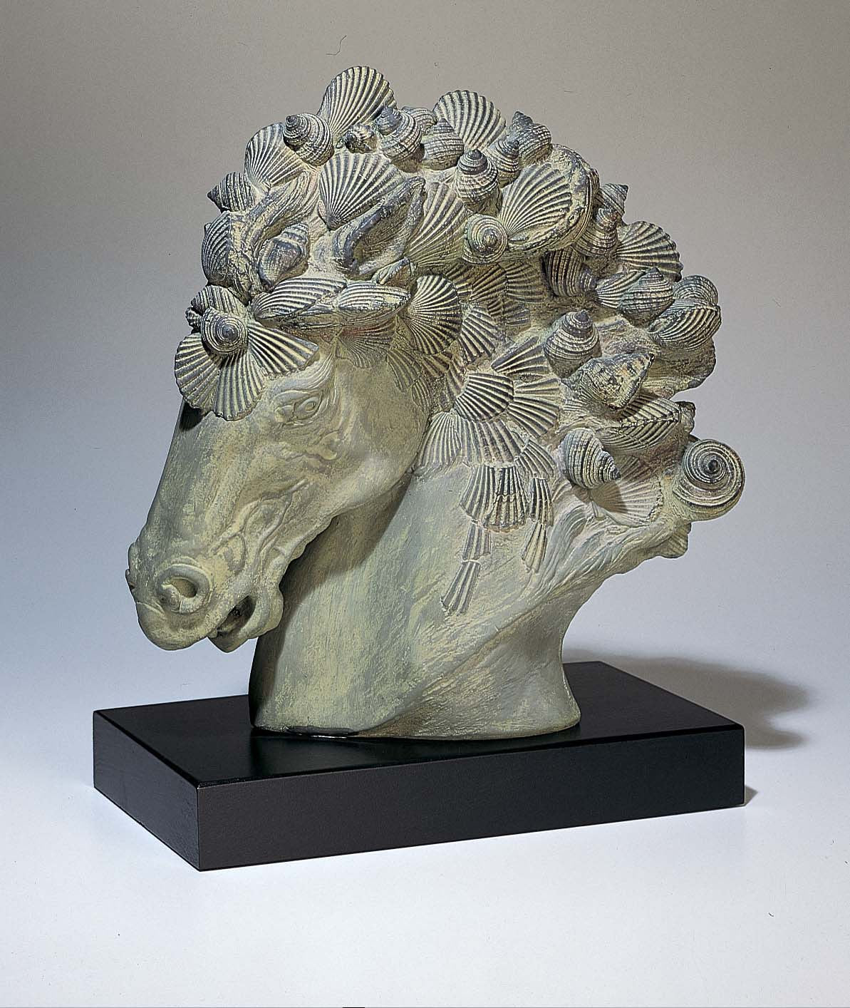 Sea Horse with Shells Mane Bust Sculpture