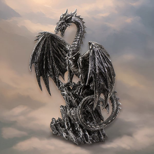 Silver Peak Guardian Dragon Statue 22" High - Image 6