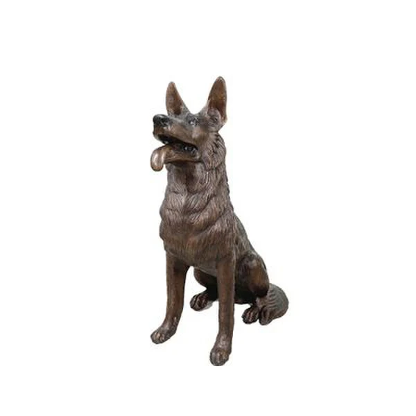 Sitting German Shepherd Dog Bronze Statue