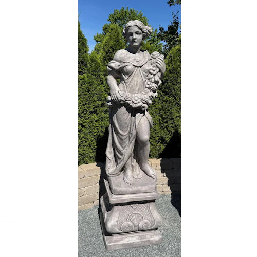 Goddess Spring Life-Size Garden Statue on Italian Pedestal 80" Tall