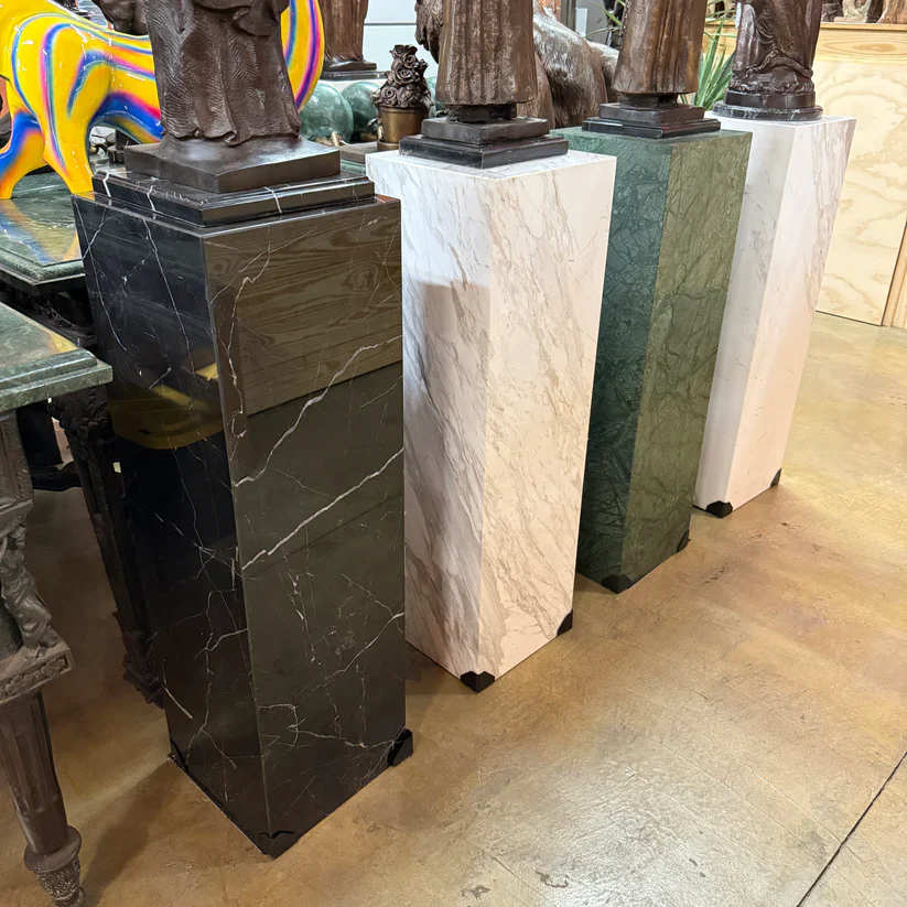 Square Modern Black Marble Pedestal 40" High - Image 3