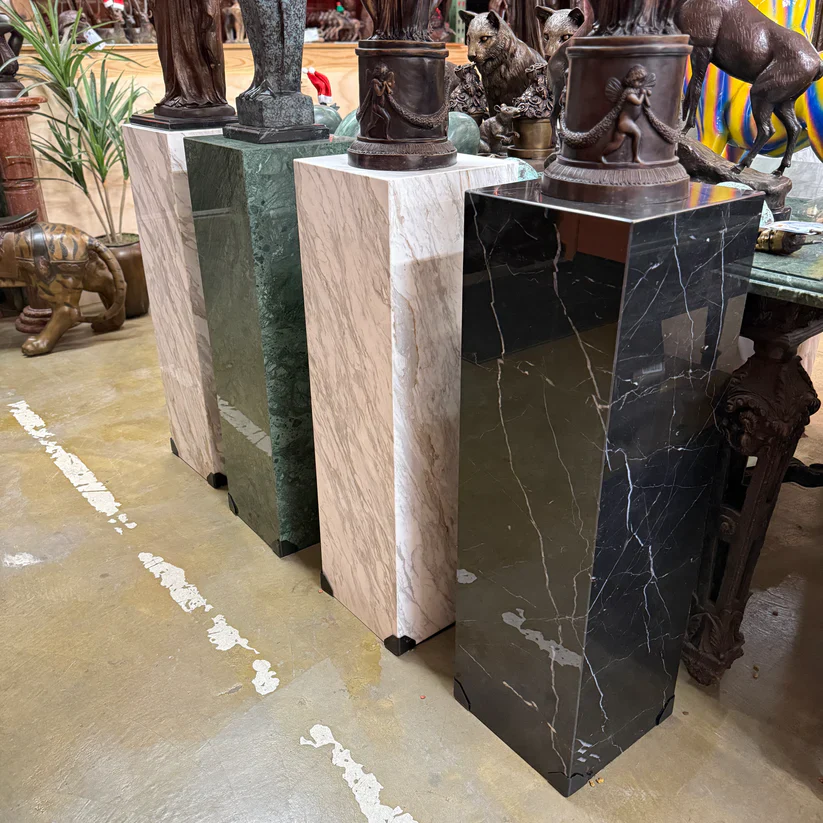Square Modern Green Marble Pedestal 40" High - Image 3