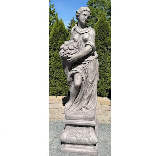 Goddess Spring Life-Size Garden Statue on Italian Pedestal 80" Tall