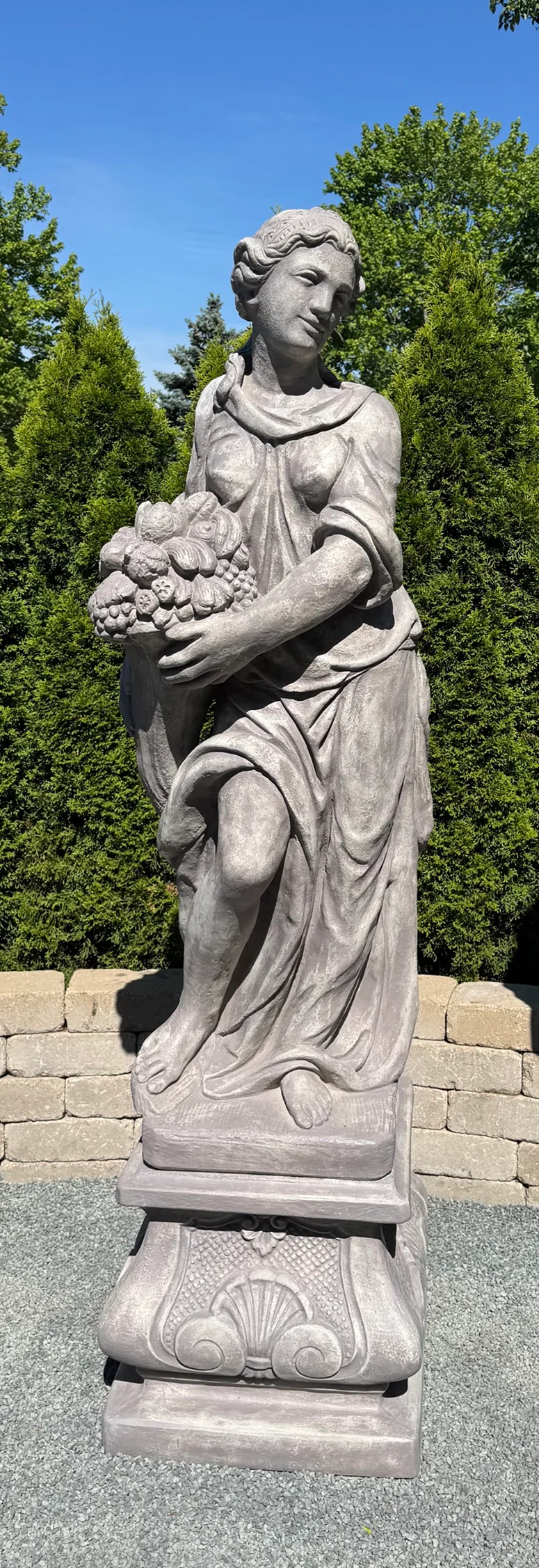 Goddess Spring Life-Size Garden Statue on Italian Pedestal 80" Tall - Image 2