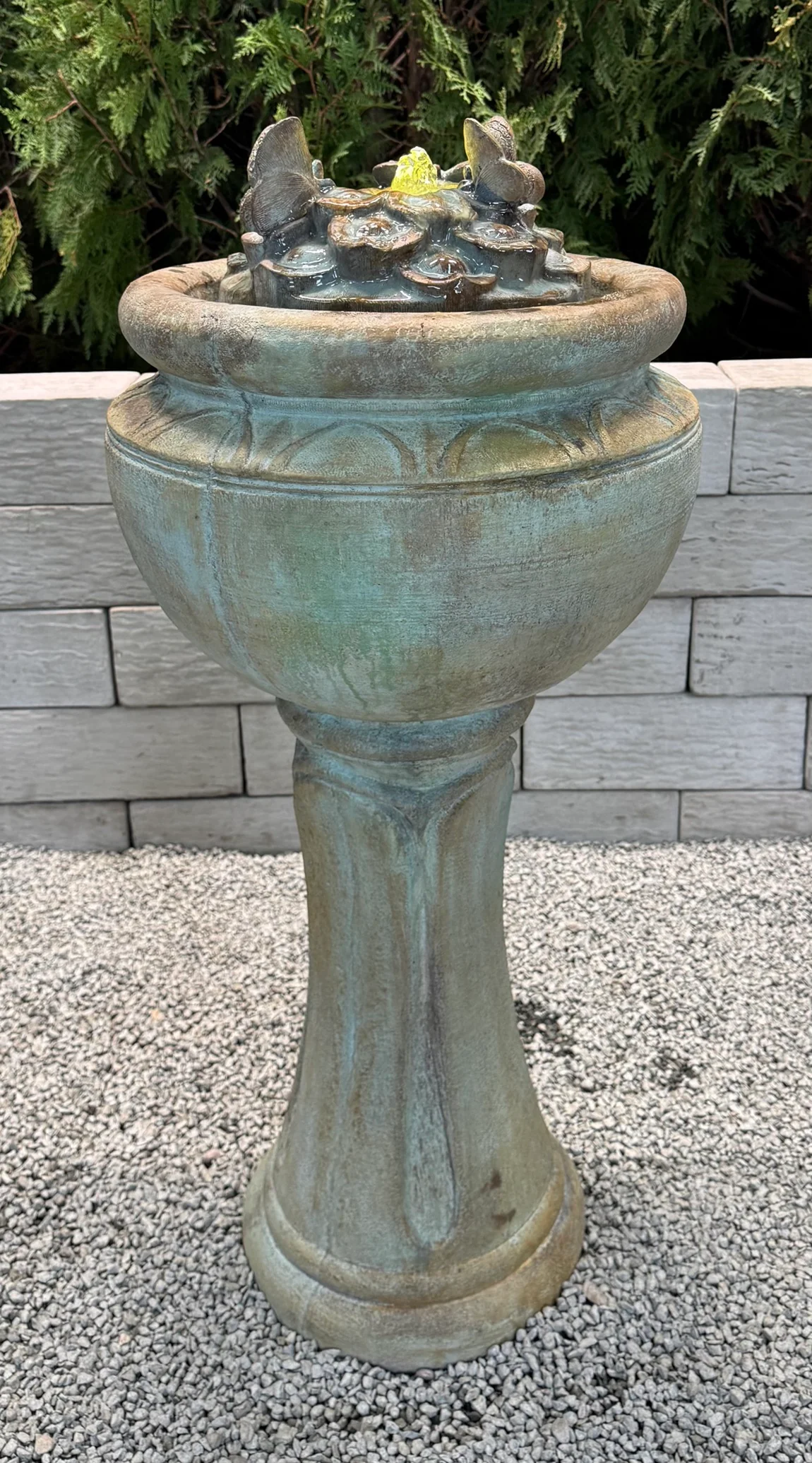 Butterfly Bubbler Fountain with Light 36" Tall - Image 3