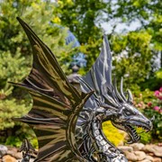 Tall Ferocious Metal Dragon Statue 44" High - Image 4