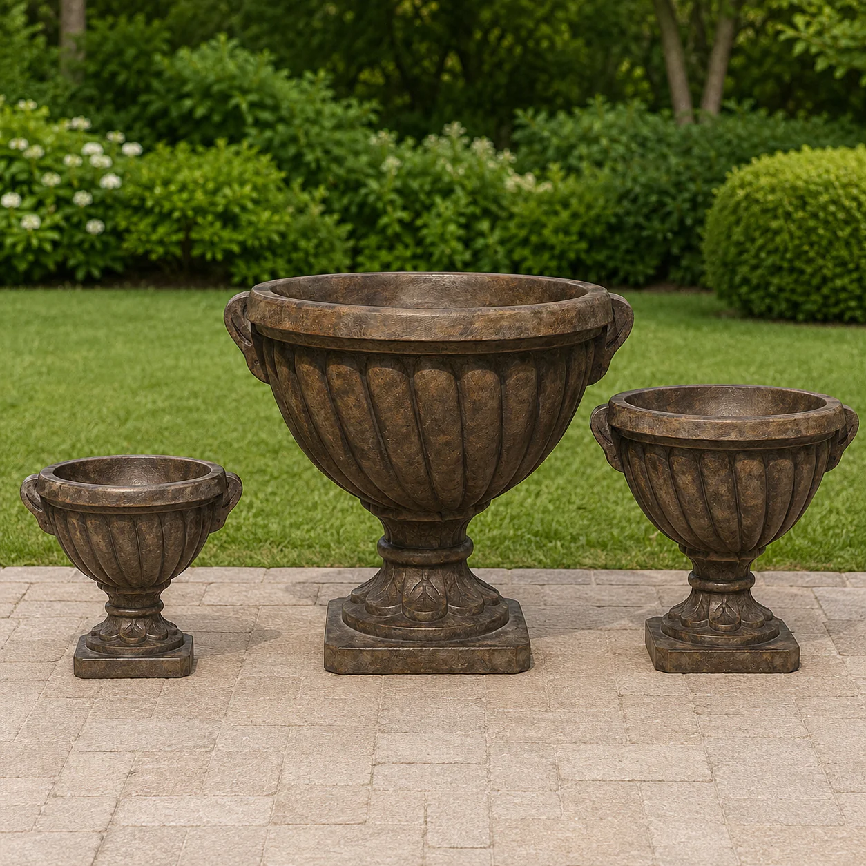 Twisted Urn Set of Three Matching Planters Collection - Image 2