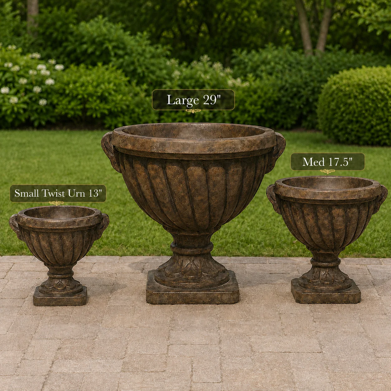 Twisted Urn Set of Three Matching Planters Collection - Image 3