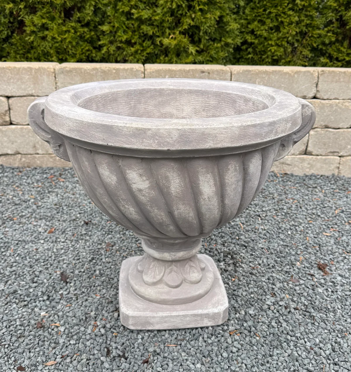 Twisted Urn Medium Cast Stone Planter 17.5" High
