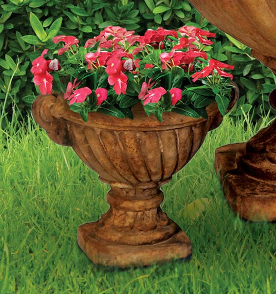 Twisted Urn Small  Cast Stone Planter 13" High - Image 2