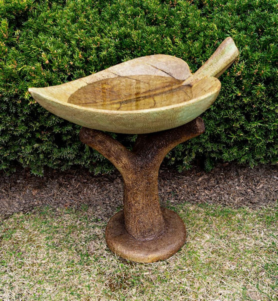 Two-Part Leaf Birdbath Garden Sculpture - Image 6