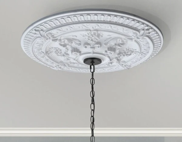 White Scroll Rose Ceiling Medallion 26 Inch - Image 2