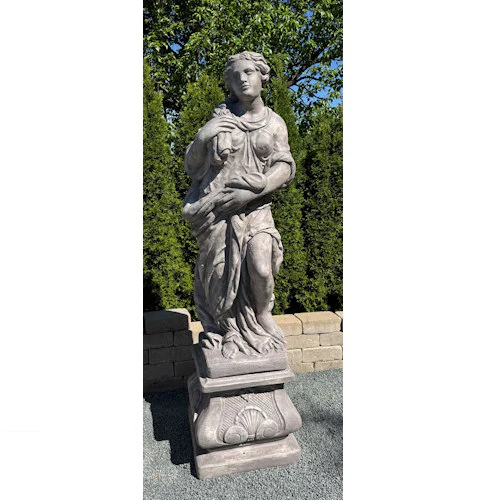 Goddess Winter Life-Size Garden Statue on Italian Pedestal 80" Tall