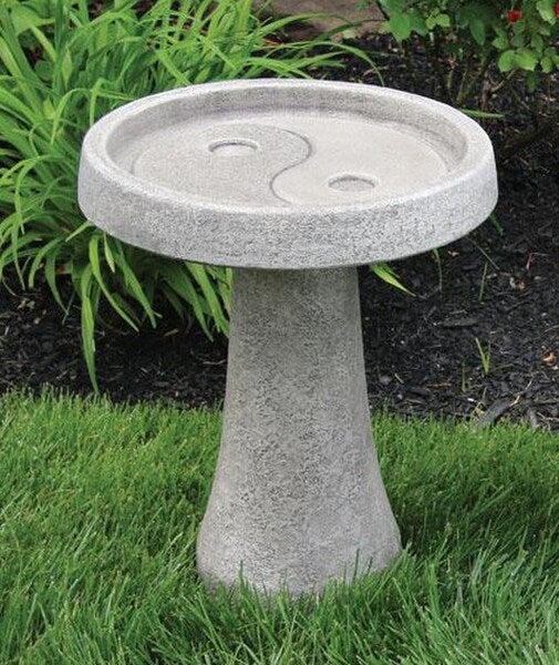 Yin Yang Garden Bird Bath Cast Stone - Image 2